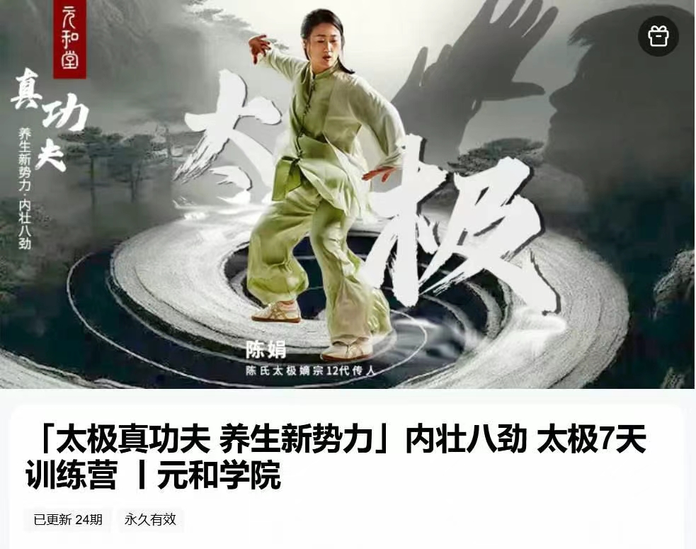 「太极真功夫 养生新势力」内壮八劲 太极7天训练营 全24讲视频课