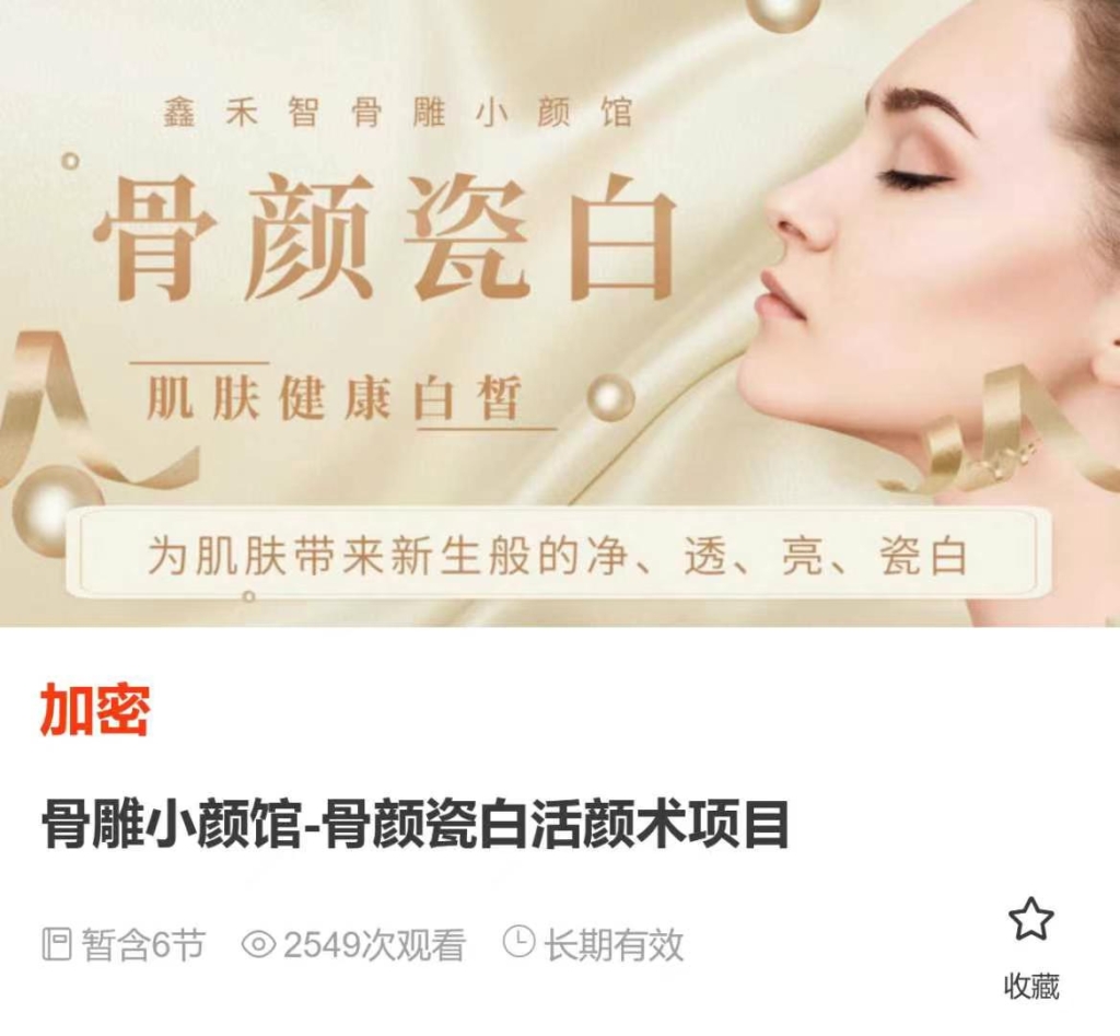 鑫禾智 骨雕小颜馆-骨颜瓷白活颜术项目 全6讲视频课